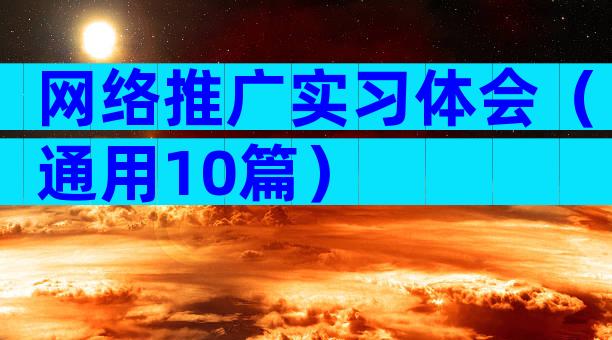 网络推广实习体会（通用10篇）