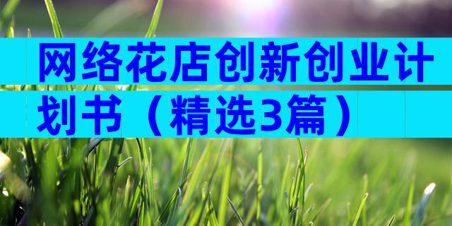 网络花店创新创业计划书（精选3篇）