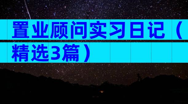 置业顾问实习日记（精选3篇）