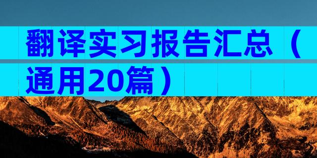 翻译实习报告汇总（通用20篇）