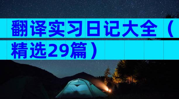 翻译实习日记大全（精选29篇）
