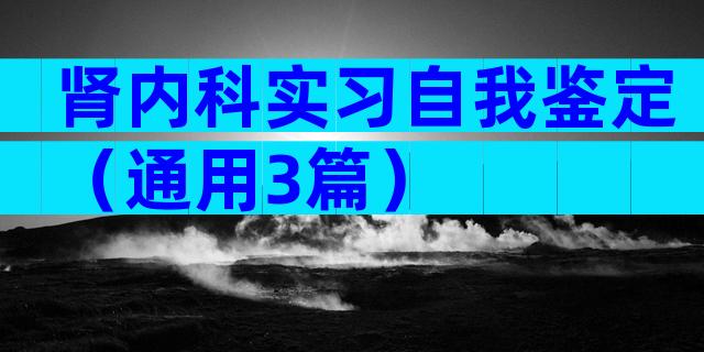 肾内科实习自我鉴定（通用3篇）