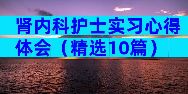 肾内科护士实习心得体会（精选10篇）