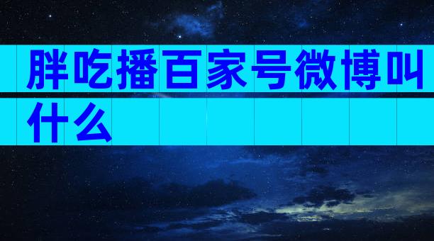胖吃播百家号微博叫什么