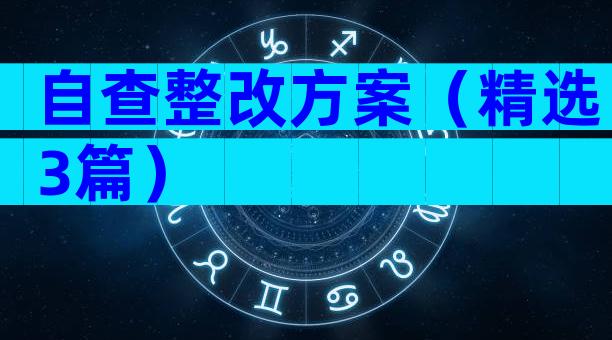 自查整改方案（精选3篇）