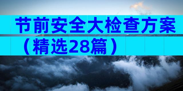 节前安全大检查方案（精选28篇）