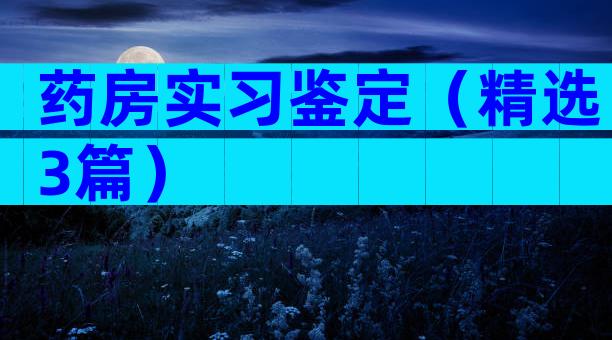 药房实习鉴定（精选3篇）