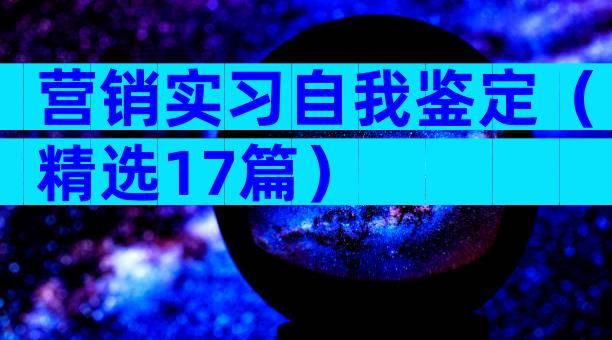 营销实习自我鉴定（精选17篇）