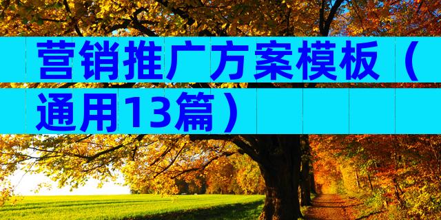 营销推广方案模板（通用13篇）