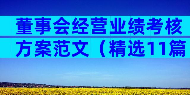 董事会经营业绩考核方案范文（精选11篇）