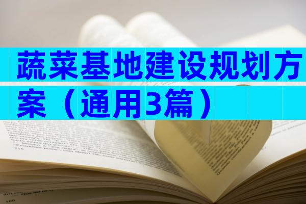 蔬菜基地建设规划方案（通用3篇）