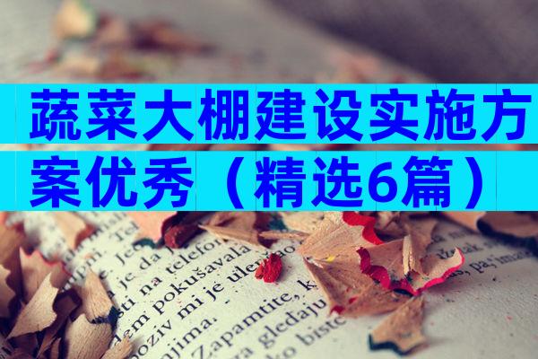 蔬菜大棚建设实施方案优秀（精选6篇）