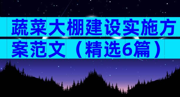 蔬菜大棚建设实施方案范文（精选6篇）