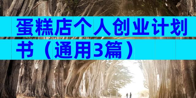 蛋糕店个人创业计划书（通用3篇）