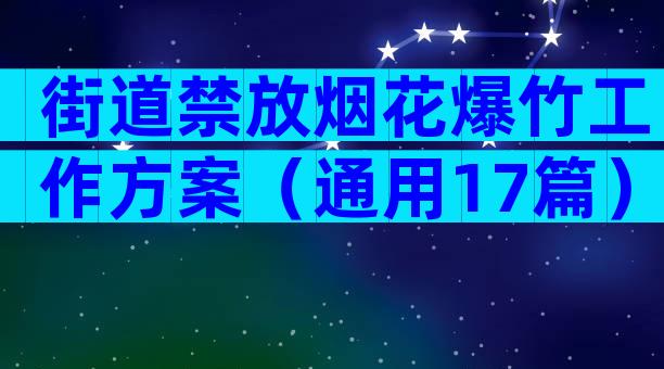 街道禁放烟花爆竹工作方案（通用17篇）