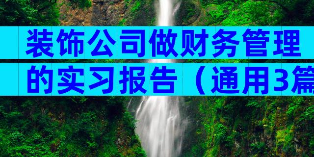 装饰公司做财务管理的实习报告（通用3篇）
