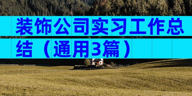 装饰公司实习工作总结（通用3篇）