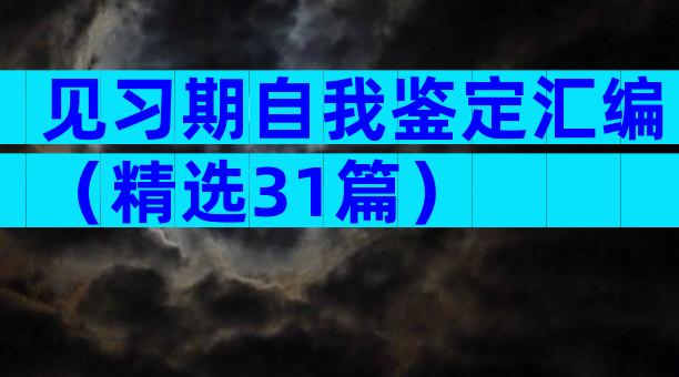 见习期自我鉴定汇编（精选31篇）