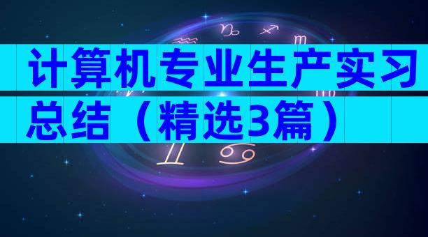 计算机专业生产实习总结（精选3篇）