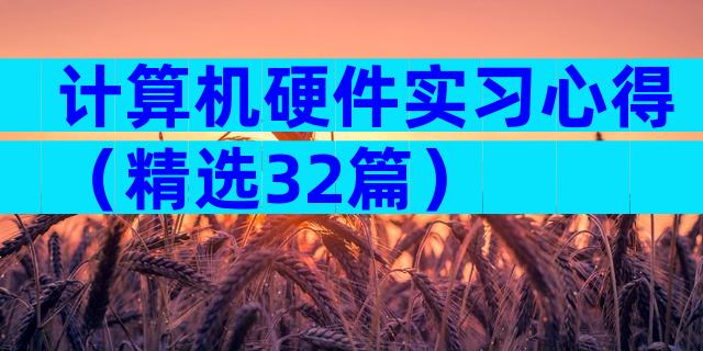 计算机硬件实习心得（精选32篇）