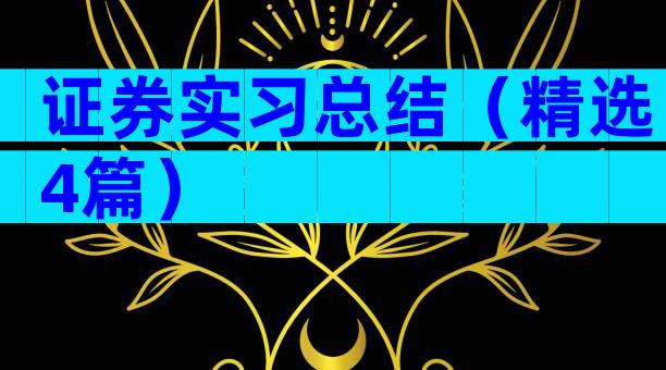 证券实习总结（精选4篇）