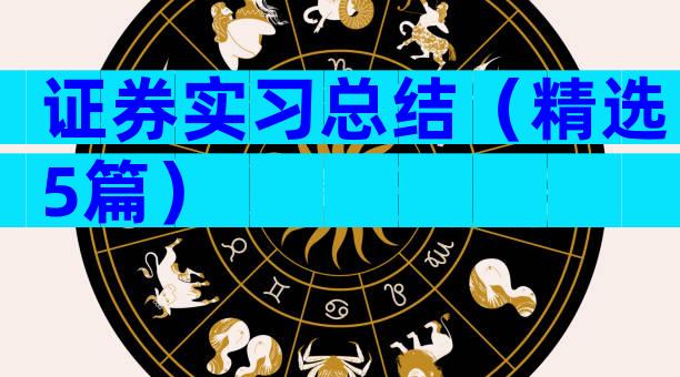 证券实习总结（精选5篇）