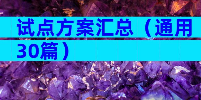试点方案汇总（通用30篇）