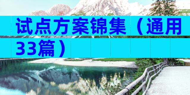 试点方案锦集（通用33篇）