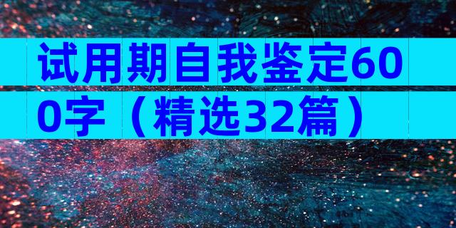 试用期自我鉴定600字（精选32篇）
