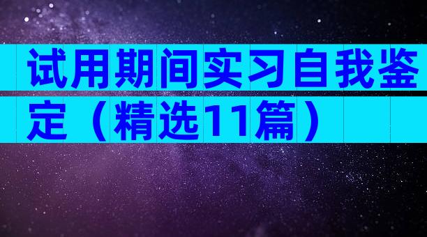 试用期间实习自我鉴定（精选11篇）