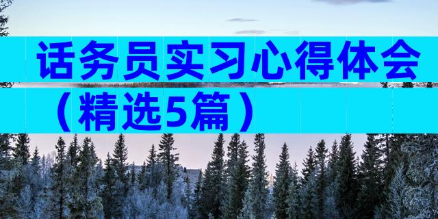 话务员实习心得体会（精选5篇）