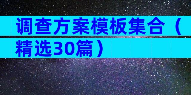 调查方案模板集合（精选30篇）