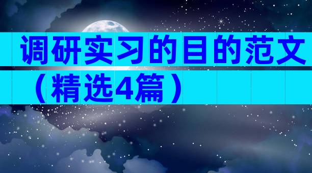 调研实习的目的范文（精选4篇）