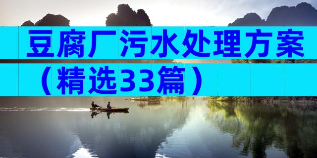 豆腐厂污水处理方案（精选33篇）