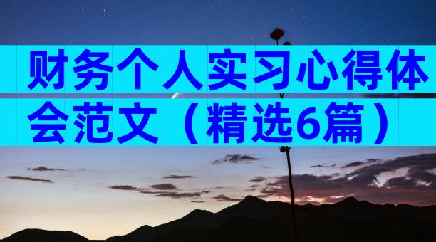 财务个人实习心得体会范文（精选6篇）