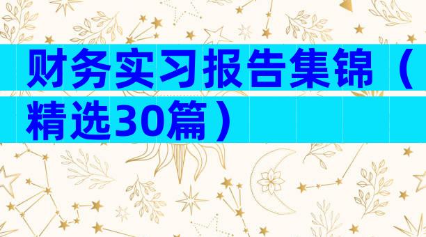 财务实习报告集锦（精选30篇）
