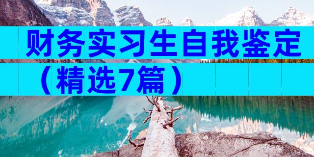 财务实习生自我鉴定（精选7篇）