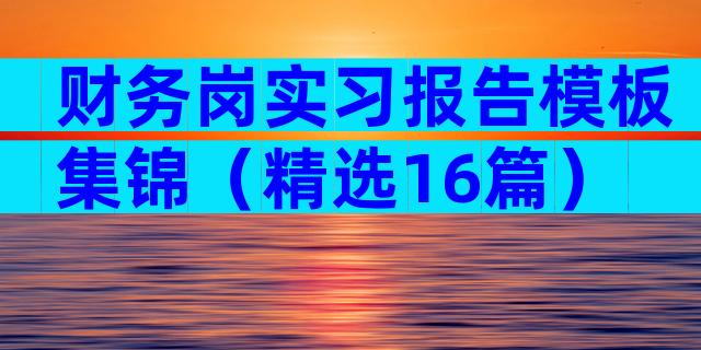 财务岗实习报告模板集锦（精选16篇）