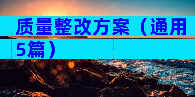 质量整改方案（通用5篇）