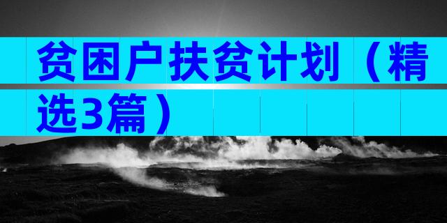 贫困户扶贫计划（精选3篇）