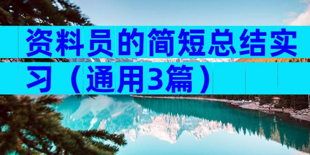 资料员的简短总结实习（通用3篇）