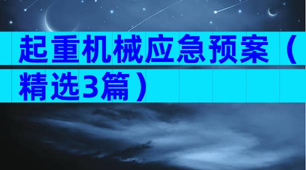 起重机械应急预案（精选3篇）