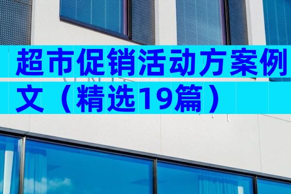 超市促销活动方案例文（精选19篇）