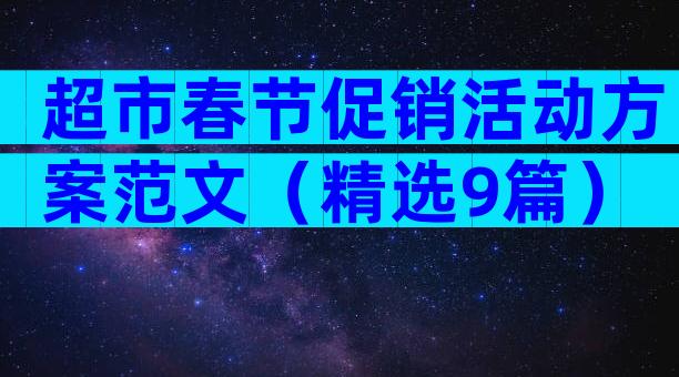 超市春节促销活动方案范文（精选9篇）