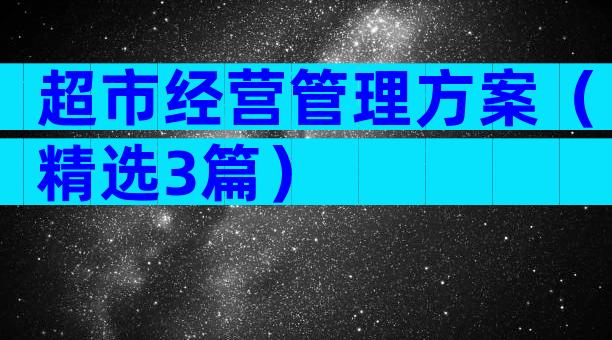 超市经营管理方案（精选3篇）