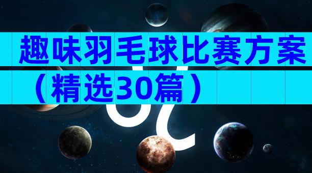 趣味羽毛球比赛方案（精选30篇）