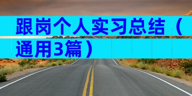跟岗个人实习总结（通用3篇）