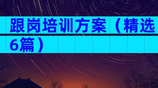 跟岗培训方案（精选6篇）