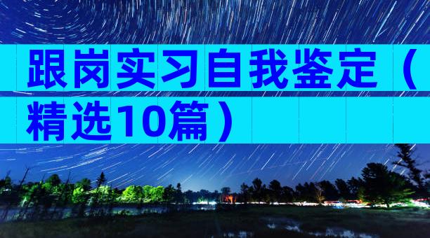 跟岗实习自我鉴定（精选10篇）