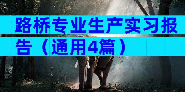 路桥专业生产实习报告（通用4篇）